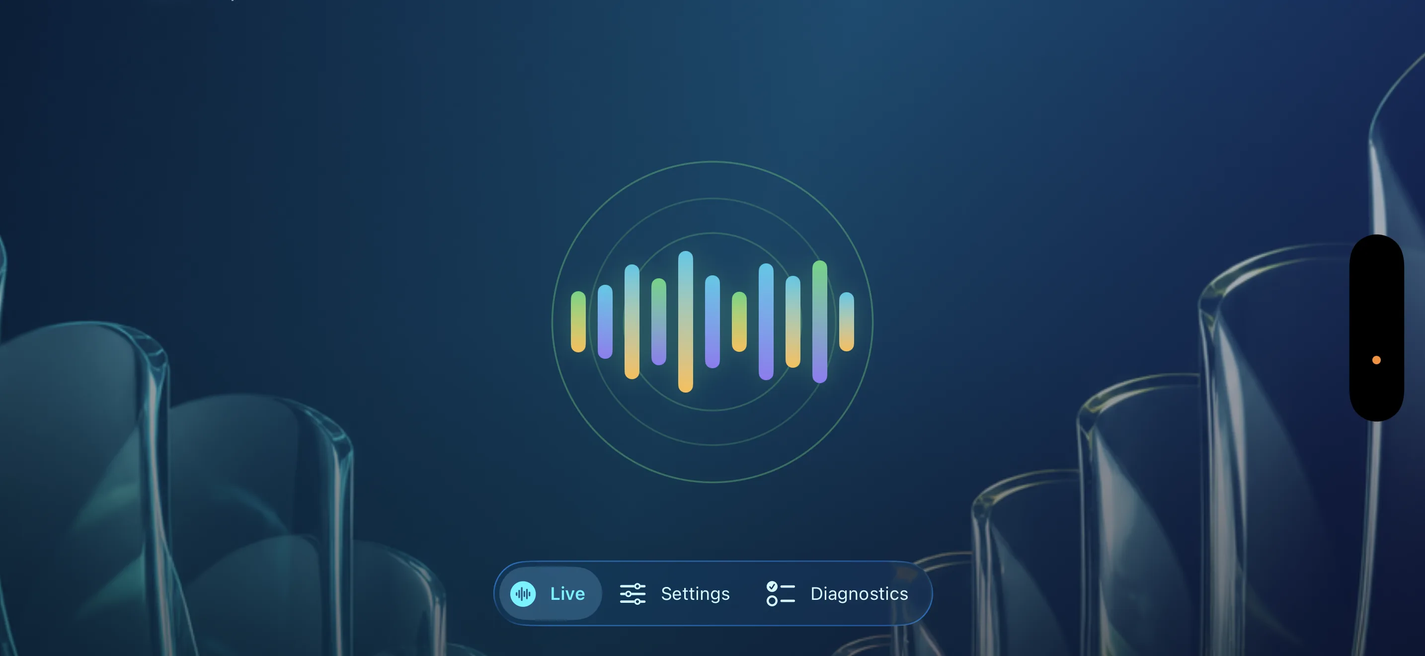 VoiceClaw Realtime Simplified View in landscape with the artwork background