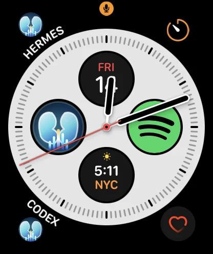 VoiceClaw Realtime widgets on an Apple Watch face